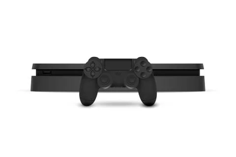 Game console with joystick isolated on white background. Vector illustration. Stock Illustration