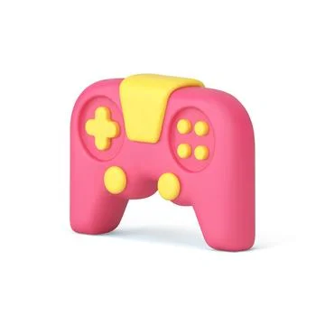 Game console pink gamepad remote controller virtual gaming device 3d icon r.. Stock Illustration