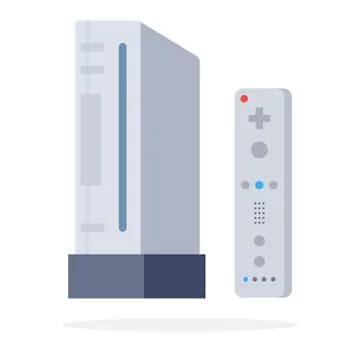 Game console with remote control flat isolated Stock Illustration