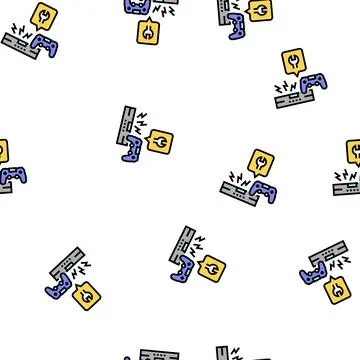 Game console repair vector seamless pattern Stock Illustration
