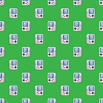 Game console, retro style, pattern background. Retro video gamepad seamless イラスト素材