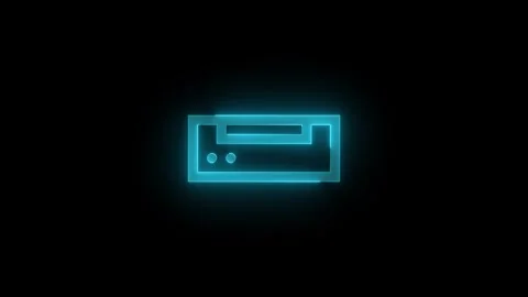 Game console stroke icon glowing neon cyan color animation Stock Footage 289433484