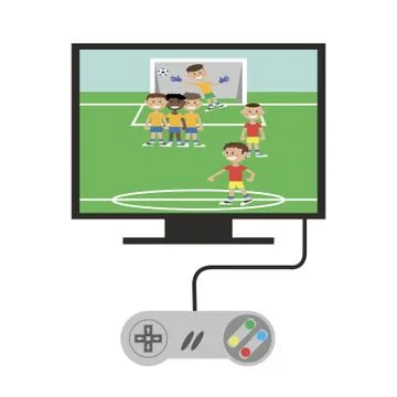 Game console tvretro game console connected to TV Stock Illustration