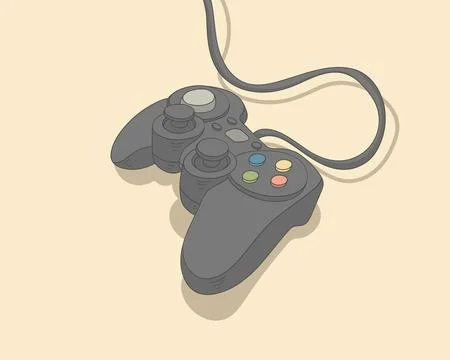 Game Controller 3D Illustration Wired Video Game Console Joystick Stock Illustration
