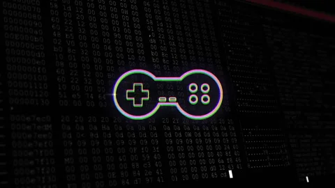 Game controller animation over binary code background Video stock 306564339