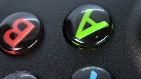 Game controller, black colour. Macro shot with rotating movement, very Stock Footage 183844035