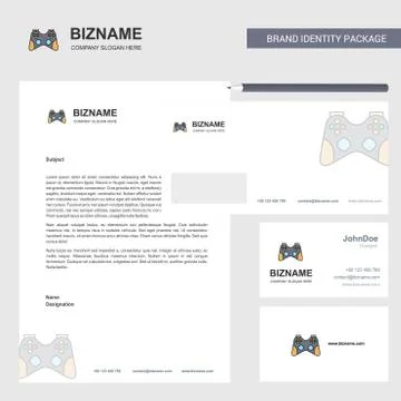 Game controller Business Letterhead, Envelope and visiting Card Design vector Stockillustratie