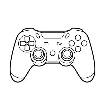 Game controller with buttons and joysticks line art Stock Illustration