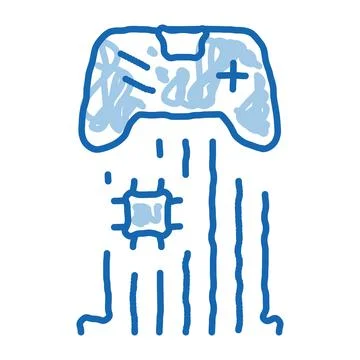 Game controller chip doodle icon hand drawn illustration Stock Illustration