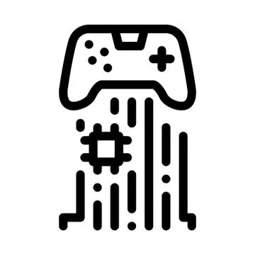 Game controller chip icon vector outline illustration 스톡 일러스트