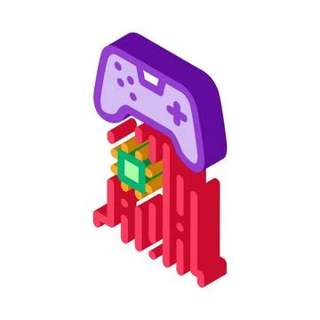 Game controller chip isometric icon vector illustration 스톡 일러스트
