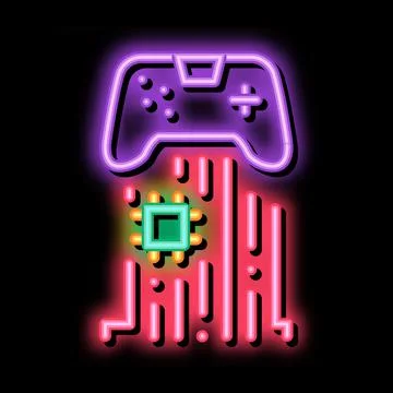 Game controller chip neon glow icon illustration 스톡 일러스트