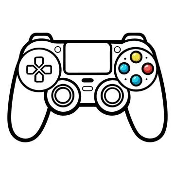 Game controller with directional pad and colored buttons gamepad gaming Stock Illustration