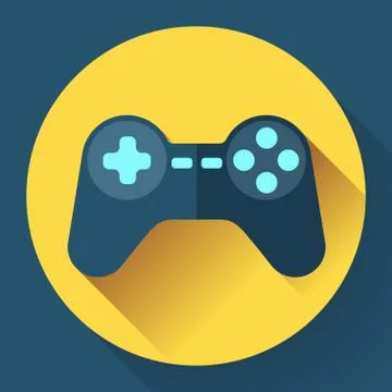 Game controller flat icon with long shadow Stock Illustration