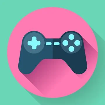 Game controller flat icon with long shadow Stock Illustration