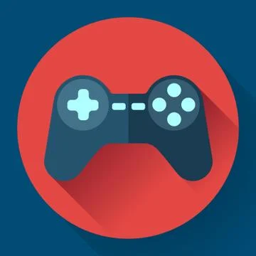 Game controller flat icon with long shadow Stock Illustration