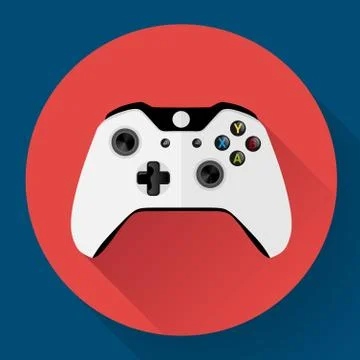 Game controller flat icon with long shadow Stock Illustration
