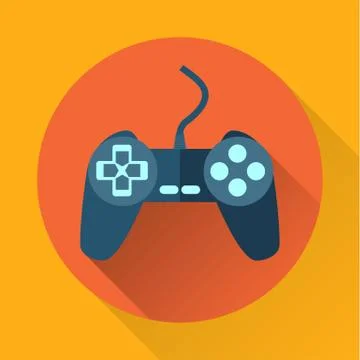 Game controller flat icon with long shadow Stock Illustration