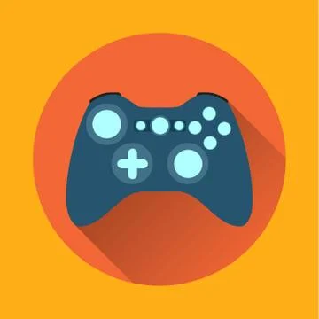 Game controller flat icon with long shadow Illustrazione stock