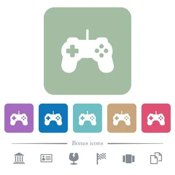 Game controller flat icons on color rounded square backgrounds Ilustración de archivo