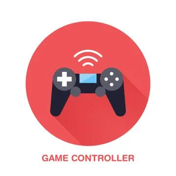 Game controller flat style icon. Wireless technology, video game device sign Stock Illustration