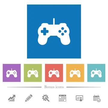 Game controller flat white icons in square backgrounds イラスト素材