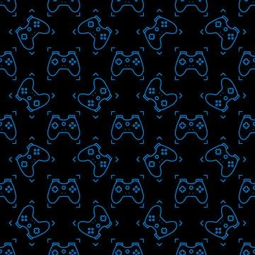 Game Controller for Gamer vector Gamepad dark seamless pattern in outline sty 스톡 일러스트