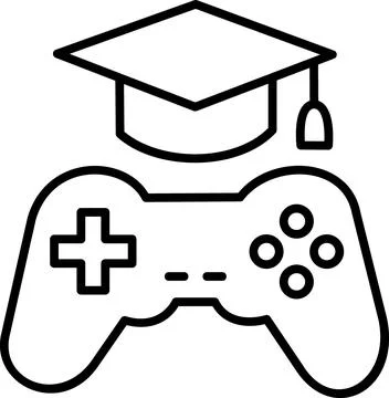 Game Controller With Graduation Cap Icon Stock Illustration