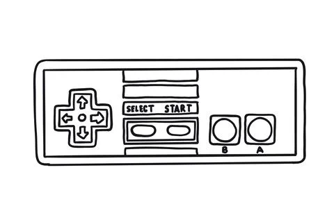 Game controller in hand-drawn outline doodle style Stock Illustration