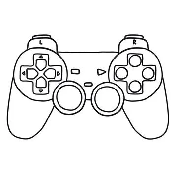 Game controller in hand-drawn outline doodle style Stock Illustration