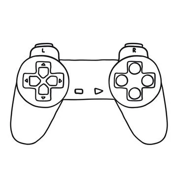 Game controller in hand-drawn outline doodle style Stock Illustration