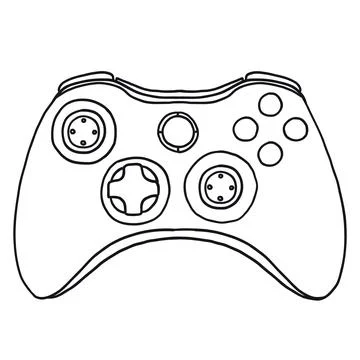 Game controller in hand-drawn outline doodle style Stock Illustration