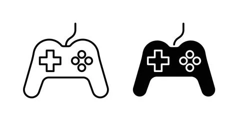 Game controller icon collection in black, Line icons, flat symbols Stock Illustration