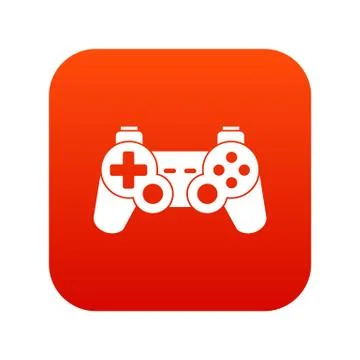 Game controller icon digital red Stock Illustration