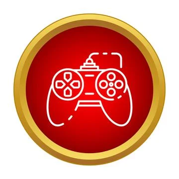 Game controller icon on red button design Illustrazione stock