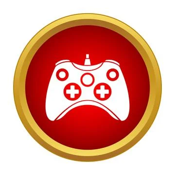 Game controller icon on red circle background Stock Illustration