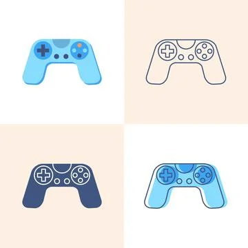 Game controller icon set in flat and line style Stock Illustration