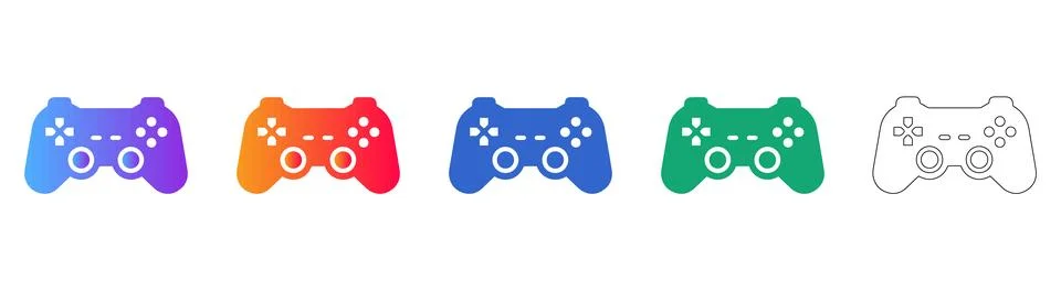 Game Controller Icon Set for Gaming and Entertainment Stock Illustration