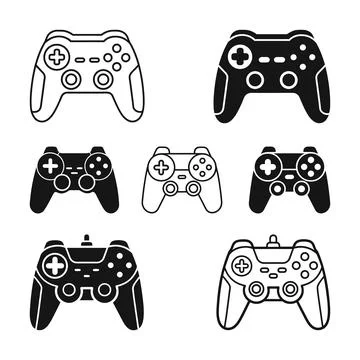 Game controller icon svg,  Collection of Black Game Controllers icons Stock Illustration