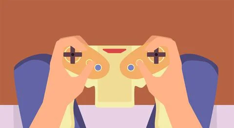 Game controller, joystick, console device for play in video games in hands gamer Stock Illustration