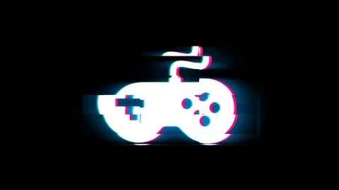 Game Controller joystick epad Game Symbol on Glitch Retro Vintage Animation. Stock Footage 116052090