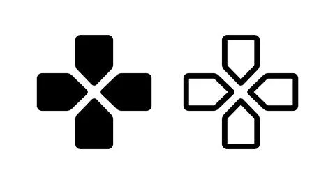 Game Controller Joystick Navigation Buttons Flat Outline Icons Stock Illustration