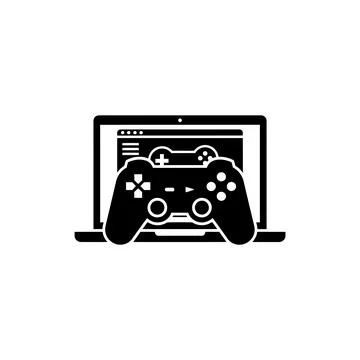 Game controller with laptop gaming remote work leisure icon Stock Illustration