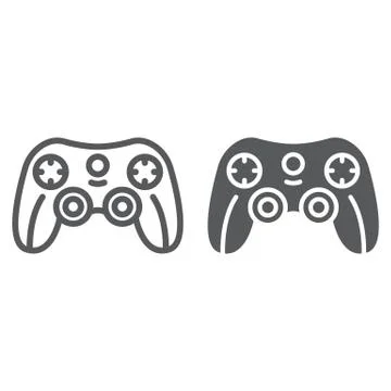 Game controller line and glyph icon, game and play, joystick sign, vector 스톡 일러스트