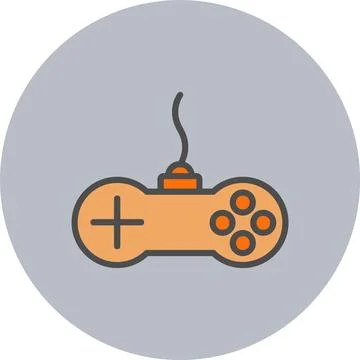 Game Controller Line Filled Circle Icon Stock Illustration