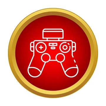 Game controller line icon in a red circle Stock Illustration