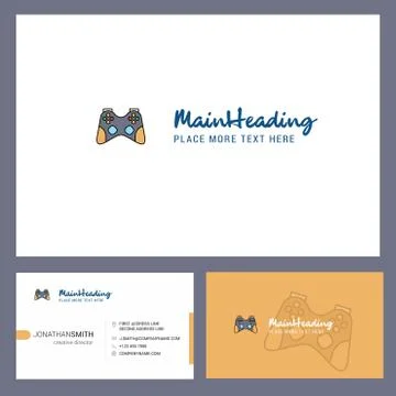 Game controller Logo design with Tagline &amp; Front and Back Busienss Card Templ Illustrazione stock