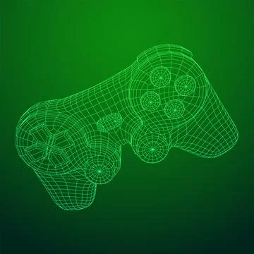 Game controller or gamepad for videogames. Wireframe low poly mesh Stock Illustration