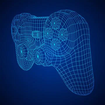 Game controller or gamepad for videogames. Wireframe low poly mesh Stock Illustration