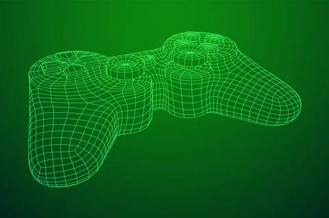 Game controller or gamepad for videogames. Wireframe low poly mesh Stock Illustration